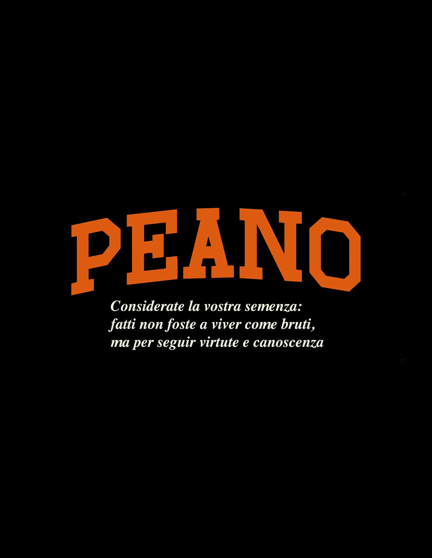 Grafica di felpe e merchandising scolastico per il Liceo Peano di Tortona.